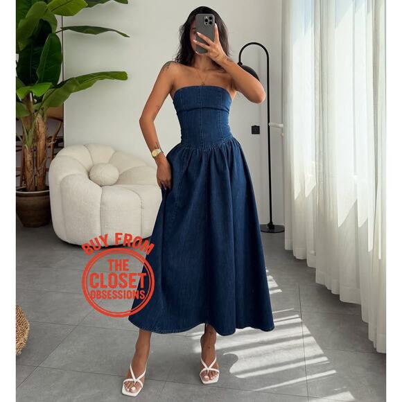 RARE!!! ZARA Strapless Midi Dress NWT - Picture 11 of 16